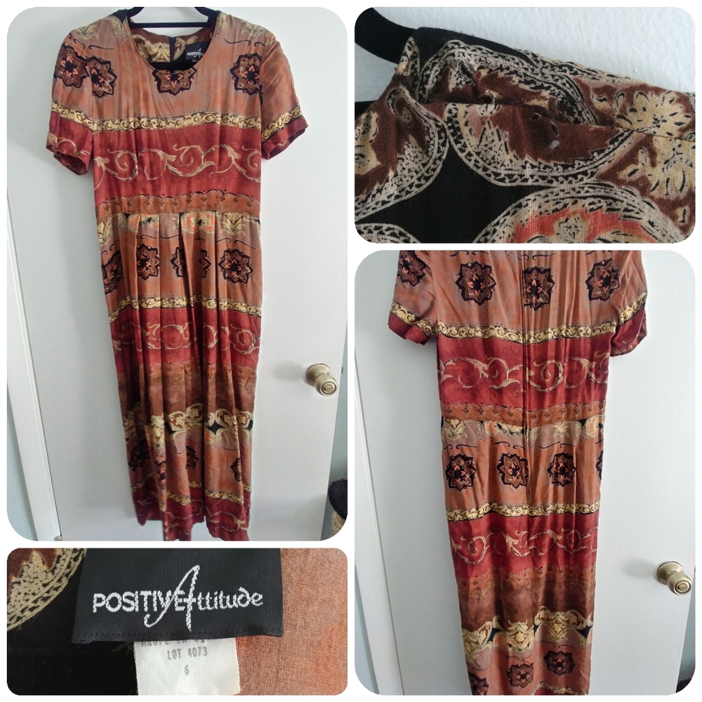 Brown Batik Positive Attitude Dress - Size 6